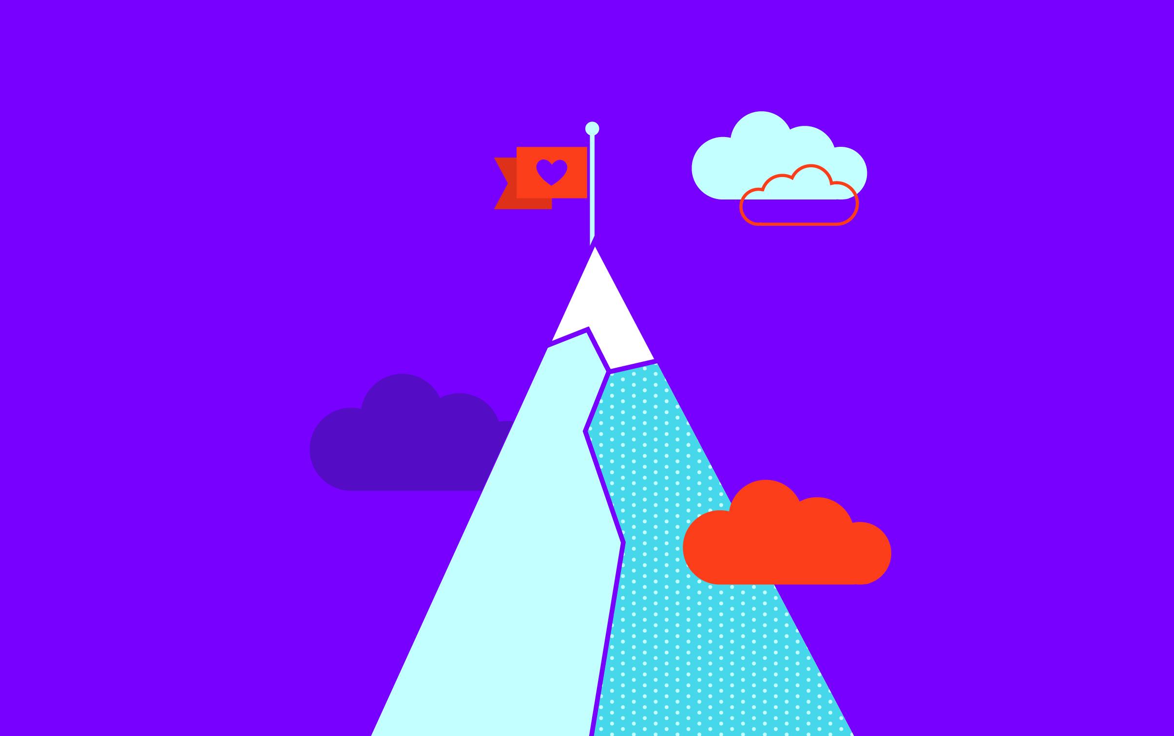 Illustration of a flag on top of a mountain