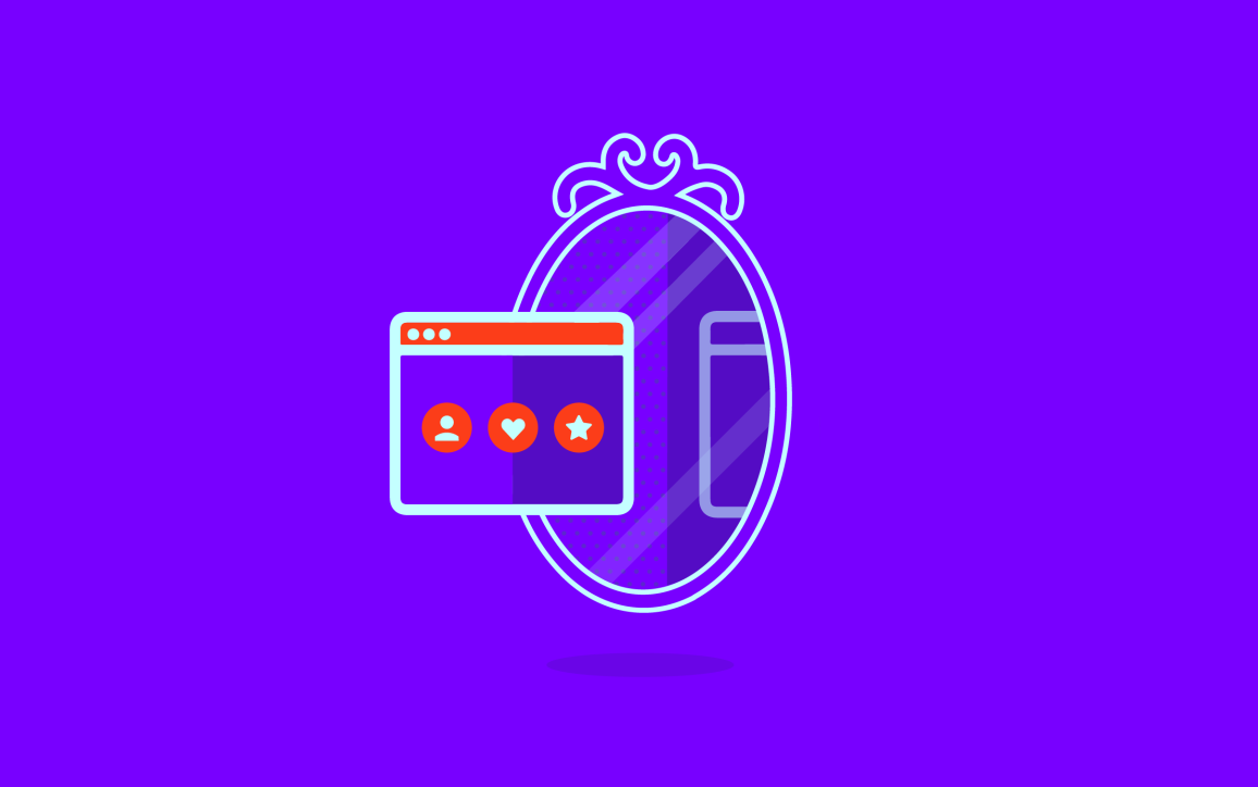 Illustration of a website reflected in a mirror