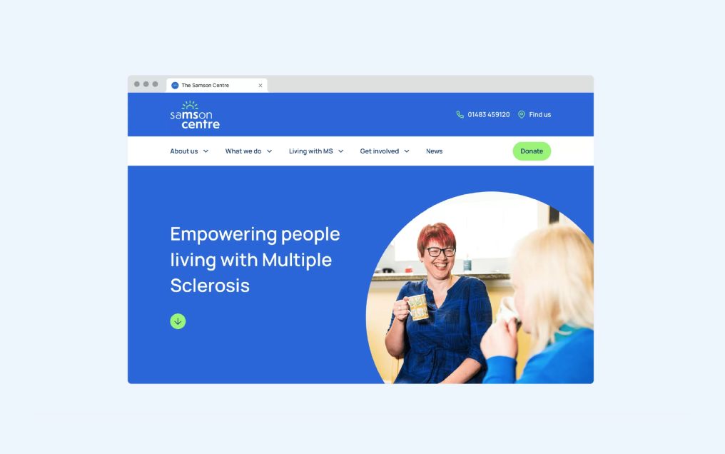 Samson Centre brand website homepage